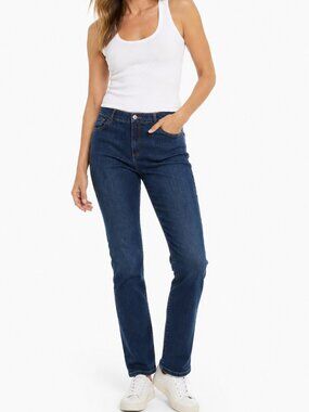 Eddie Bauer Boyfriend Mid Rise Slim Jeans Women's Size 16 Dark Wash